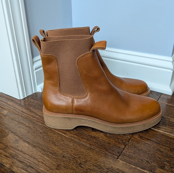 Madewell 2022 Camryn Chelsea Boot In Leather English Saddle Brown - Picture 1 of 11